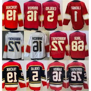 Homens retro retro hóquei 19 Matthew Tkachuk Jersey 72 Sergei Bobrovsky 5 Aaron Ekblad 16 Aleksander Barkov 1 Roberto Luongo 68 Jaromir Jagr 65