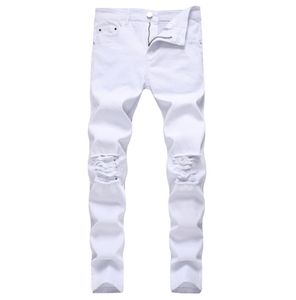 Godlikeu White Mens Jeans Ripped ripped Black Skinny Denim Hip Hop Buttonストレッチパンツ1981218