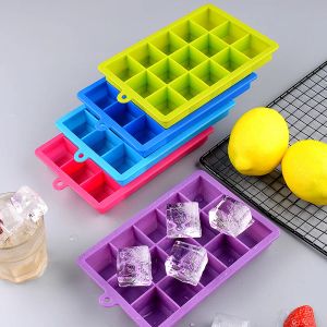 그리드 큐브 15 Diy Square Ice Mold 24 그리드 아이스 크림 도구 뚜껑이있는 수제 금형 뚜껑 단색 휴대용 주방 용품 Th1294 s s