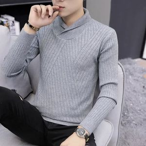 Man Clothes V Neck Knitted Sweaters for Men Solid Color Red Pullovers Plain Knitwears Long Sleeve 100% Plus Size Casual S A 240124