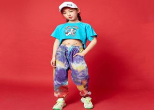 Clothing Sets Cool Girl Teen Summer Blue Backless Short Sleeve Top Tiedye Pants Suit 2pcs Set Children Clothes Kids Wear6898326