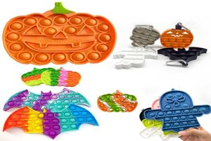 TIKTOK Halloween Pumpkin bat ghost Shape Key Ring Toys Sensory Push Bubble Keychain Fingertip Puzzle Kids Decompression Toy Party Gift Decorations G921RIH3425027