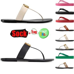 2024 Designer Thong Sandals läder gummi brun svart vit glider rosa lägenheter flip flops kvinnor damer lyxiga tofflor sandale strandskor skjutreglage