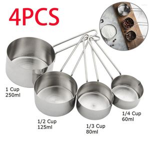 Measuring Tools 4Pcs Cups Spoon Stainless Steel Cooking Baking Dry Fluid 60/80/125/250ml Set