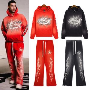 Designer Men's Tracksuit High Street Vintage Washed Old Autumn and Winter Men and Women Mud Print Hooded Sweatshirt Sweatpants 2 Piece Set