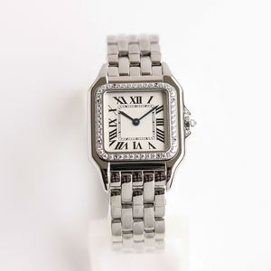 Masowe kobiety zegarki kwarcowe Silver Gold Sukienka zegarek Lady Square Case Stal Stael Oryginalne zapięcie analogowe