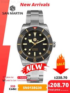 الساعات الأخرى San Martin New 37mm BB54 Vintage Diver NH35 Mechanical Men Men Trases Sapphire Luminous Waterproof 200m SN0138