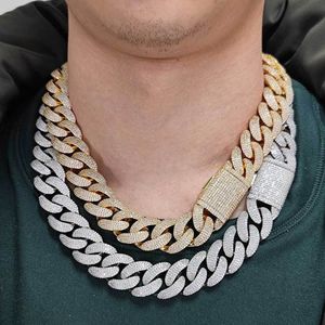 20mm Hip Hop Fourth Row Zircon Miami Cuban Link Chain Mens Necklace 18k Real Gold Plated Bling Men Heavy Jewelry