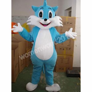 Blue Cat Mascot Costume Simulation Cartoon Character Outfits Suit Vuxna storlek Outfit unisex födelsedag jul karneval fancy klänning