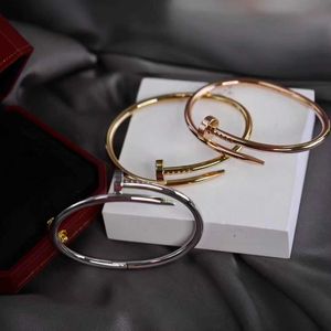 Designer C-arter Pulseira Venda quente cartão de aço inoxidável banhado a ouro pulseira de cabeça e cauda com unhas de diamante 18k ouro não desbotado joias de casal 4ZUI