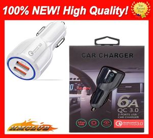 Caricatore USB universale per auto QC 30 Adattatore di ricarica rapido Caricatore per telefono Caricatore per auto veloce USB a 2 porte per Iphone Samsung Tablet Car USB9866516