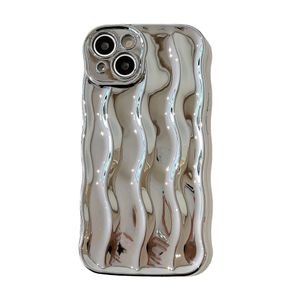 Creative iPhone Case Wavy Edge Water Ripple Mönster Designvåg Curly Frame Form Mjuk flexibel TPU-stötbeständig fullkroppsskydd Telefonfodral för kvinnor flickor