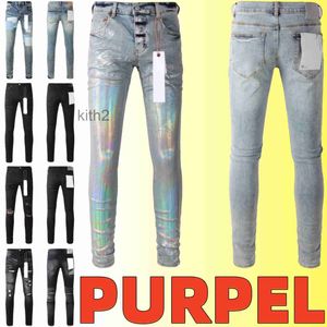 Lila jeans designer mens män knä mager rak storlek 28-40 motorcykel trendig långhål high street grossist 2 stycken 10% sahr