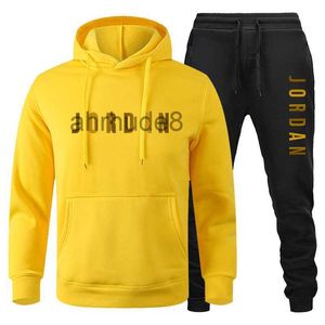 Ny träningsdesigner Herrens Autumn Winter Set Hoodie+Pants Pieces Casual Male Sportwear Gym Clothing Sweat Suit JZ12