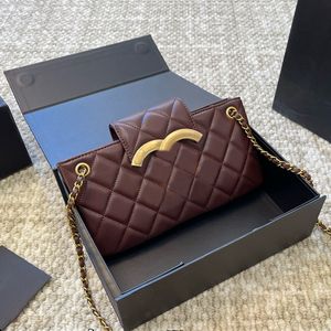 デザイナーの女性ヴィンテージスクエアショルダーバッグ大きな熟成金ハードウェア23x12cmダイヤモンド格子マテラスチェーン4色クロスボディハンドバッグコイン財布ソーチ
