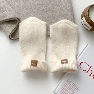 Touch screen knit half gloves Winter ladies cute fingertip half finger gloves students write warm gloves