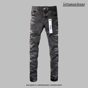 Jeans impilati firmati Jeans attillati Jeans viola Jeans firmati Jeans da uomo Strappati Leggings dritti sottili Jeans alla moda Marchi di tendenza da uomo Pantaloni retrò Uomo USA