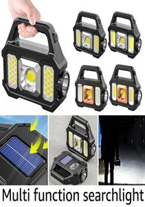 Solar Lights Flashlight Portable LED Searchlight SolarUSB laddningsbara vattentäta 6Gear Torch Camping Light Cob Work Light333349