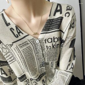 Women's Knits Autumn Winter Cardigan Women Fashion Cashmere Sweater Long Sleeve Knitting Graffiti Pictorial Pattern Coat Korean Tops