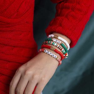 Catena di tendenza Nuovo colorato lettera Bracciale in argilla polimerica per donne Ragazze Elastico in ceramica morbida Bracciale intrecciato fatto a mano BFF Regali di NataleL24