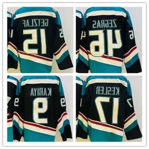 Koszulki hokejowe Trevor Zegras 46 Ryan Getzlaf 15 Kesler 17 Teemu Selanne 8 Paul Kariya 9 Jersey Nowy alternatywny rozmiar czarnego turkusu S-XXXL Stitc 71