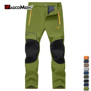 Calça masculina de lã MAGCOMSEN à prova d'água para caminhada com 4 bolsos com zíper Calça de esqui de inverno 240124