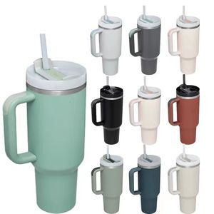 Bicchiere Adventure Quencher da 40 OZ con manico e cannuccia, quantità minima di ordine, tazza da viaggio in acciaio inossidabile 304 senza BPA 240125