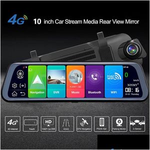 Car Gps Accessories 4G Adas Dvr 10 Inch Android Wifi Fl Stream Media Rear View Mirror 2Gadd32Gb Flash Memory With Hd 1080P Dual Le Dhtmf