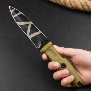 Nouveau ER0124 Couteau droit de survie N690 Revêtement en titane Lame à double tranchant Full Tang FRN Poignée Couteaux tactiques extérieurs avec Kydex