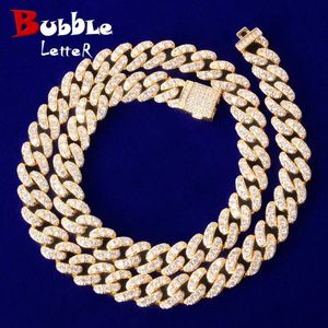 Bubble List Miami Cuban Link łańcuch dla mężczyzn Naszyjnik Bling Aaaa Cyrkon Charms Hip Hop Fashion Trend 240118