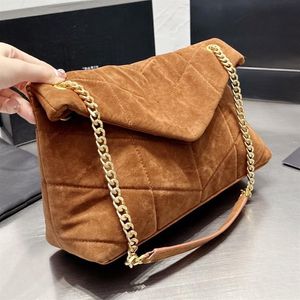 مصمم نساء Loulou Puffer Suede Messenger Bag France العلامة التجارية y مبطنة من الجلد Crossbody حقيبة يد مزدوجة السلسلة