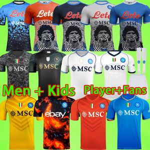 23/24 Napoli maglie da calcio Set da uomo Kit per bambini HALLOWEEN versione giocatore Napoli 2023 2024 RASPADORI SIMEONE OSIMHEN KVARATSKHELIA MARADONA maglia da calcio portiere