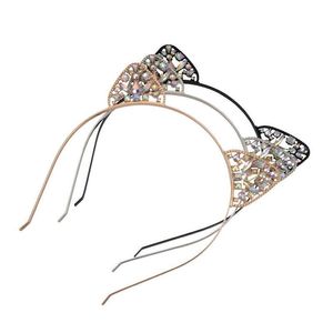 Headbands Hair Accessories Cat Ear Headband For Kids And Adt 3 Colors Head Hoop Rhinestones Metal Hairband Christmas Gift Drop Delive Dhzng