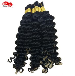 Hannah product Whole Human Hair Bulk In Factory 3 Bundle 150g Brazilian Deep Curly Wave Bulk Hair For Braiding Human Hai2189590