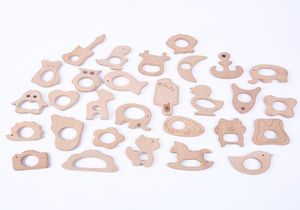 Spädbarns trä Tete Toy Natural Wood Tingeing Accessories Multi Animal Shape Baby Pacifier Chain Pendant Tuggbara omvårdnad Toys8471829
