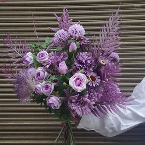 装飾的な花人工塵の牡丹の牡丹をミックス紫色の花の花束と目玉