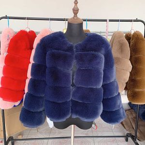 Autumn and Winter New Warm Casual Splicing Women's Imitation Fox Fur Coat för kvinnor T240125