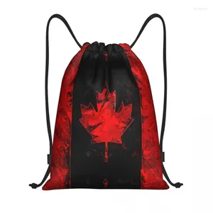 Shopping Bags Canada Flag Drawstring Men Women Portable Gym Sports Sackpack Canadian Patriotic Training Storage Backpacks