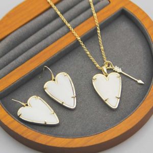 Desginer kendras scotts Jewelry Peach Heart White Shell Pendant Necklace Earring Set