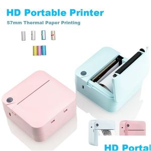 Printers Fun Print Portable Thermal Self Adhesive Stickers Po Printer Hd Mini Bluetooth 57 25Mm Supplies 2D Label Maker For Phone Drop Ot2Wh