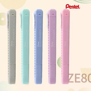 Eraser Japan Pentel CLIC Eraser Pen Shaped Macaron Color Creative Stationery Less Crumb ZE80 Replaceable Refill Kawaii Stationery