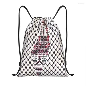 Shopping Bags Palestine Keffiyeh Traditional Tatreez Embroidery Drawstring For Yoga Backpacks Hatta Kufiya Sports Gym Sackpa Unk