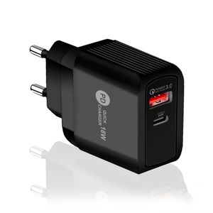 Snabb snabbladdare QC3.0 12W USB C PD AC Travel Wall Charger Adapter EU US Plug för Samsung S24 S23 iPhone 15 14 Pro Xiaomi Huawei LG