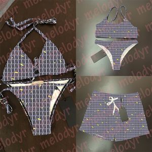 Kadın Yastıklı Bikini Set Mektubu Baskı Yüzme Bagaj Tasarımcı Arka Bra Brioinis Açık Plaj Erkek Mayo Çift Midesi