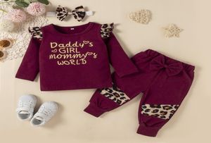 Euro American Girl Clothing Set Long Sleeve Letters Print Tshirt Pants Headband Autumn Cotton Soft Kids clothes Three Piece se2233942