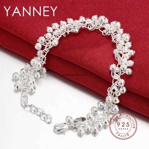 Bracciale in argento 925 di alta qualità Bracciale da 8 pollici Bracciale a catena con perline fini smerigliate per le donne Accessori per gioielli regalo di moda di NataleL24
