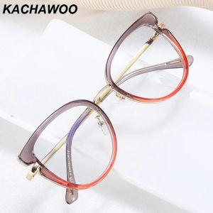 Solglasögon Kachawoo Blue Light Glasses Optiska kvinnor Gray Pink TR90 Metal Cat Eye Frame Fashion Decoration Dam European Style