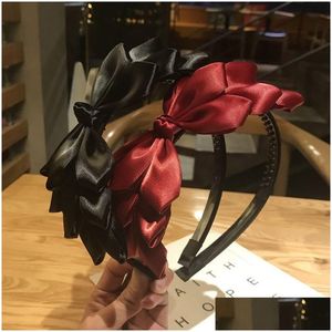 Kafa Bantları Sevimli Saç Aksesuarları Toptan Head Band Kadınlar Düz Renk Bow Band El Yapımı Headdress 10 Renk Damla Dağıtım Takı Saç DHWHX