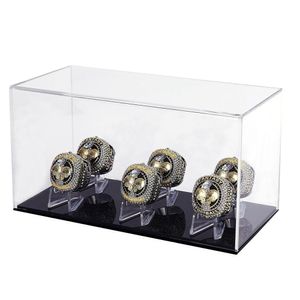 Smyckeslådor 6 Slot Championship Ring Display Case Box Baseball Basketball Softball Hockey High School Tournament College Sport Rin OT1D6