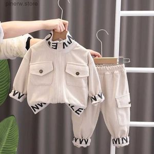 Clothing Sets Spring and Autumn Children's Clothing Children's Corduroy Long sleeved Sports Set Men's and Women's Cardigan Casual Two PieceSet